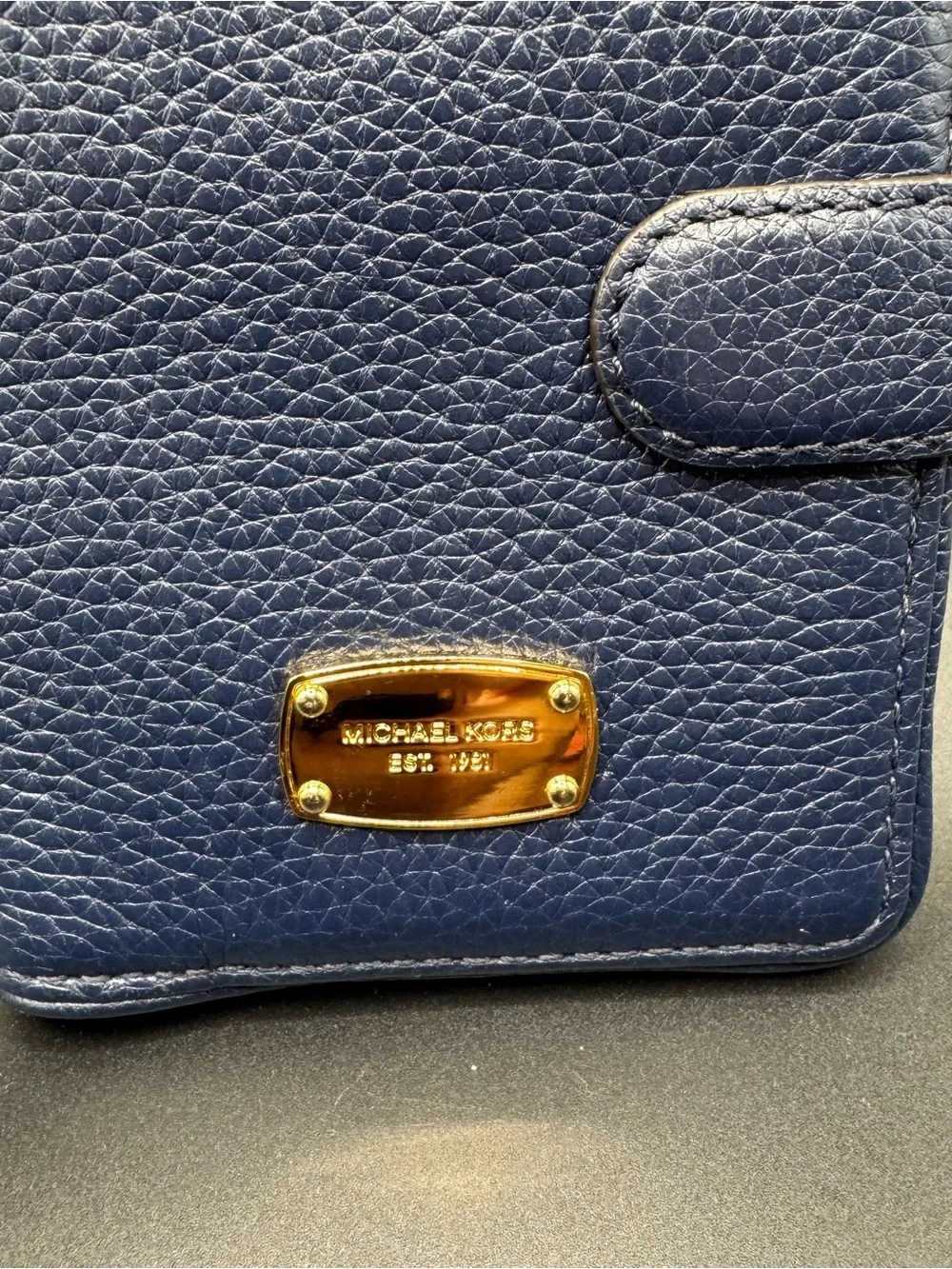 Michael Kors Jet Set Passport Case Navy Blue Leather